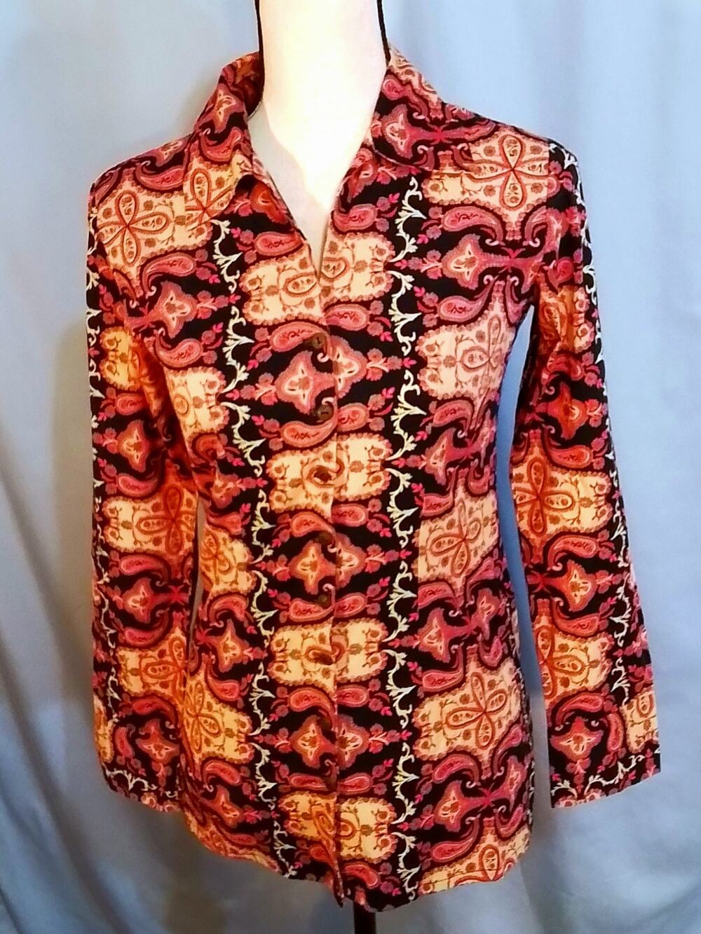 Frenchi pink and black paisley blouse